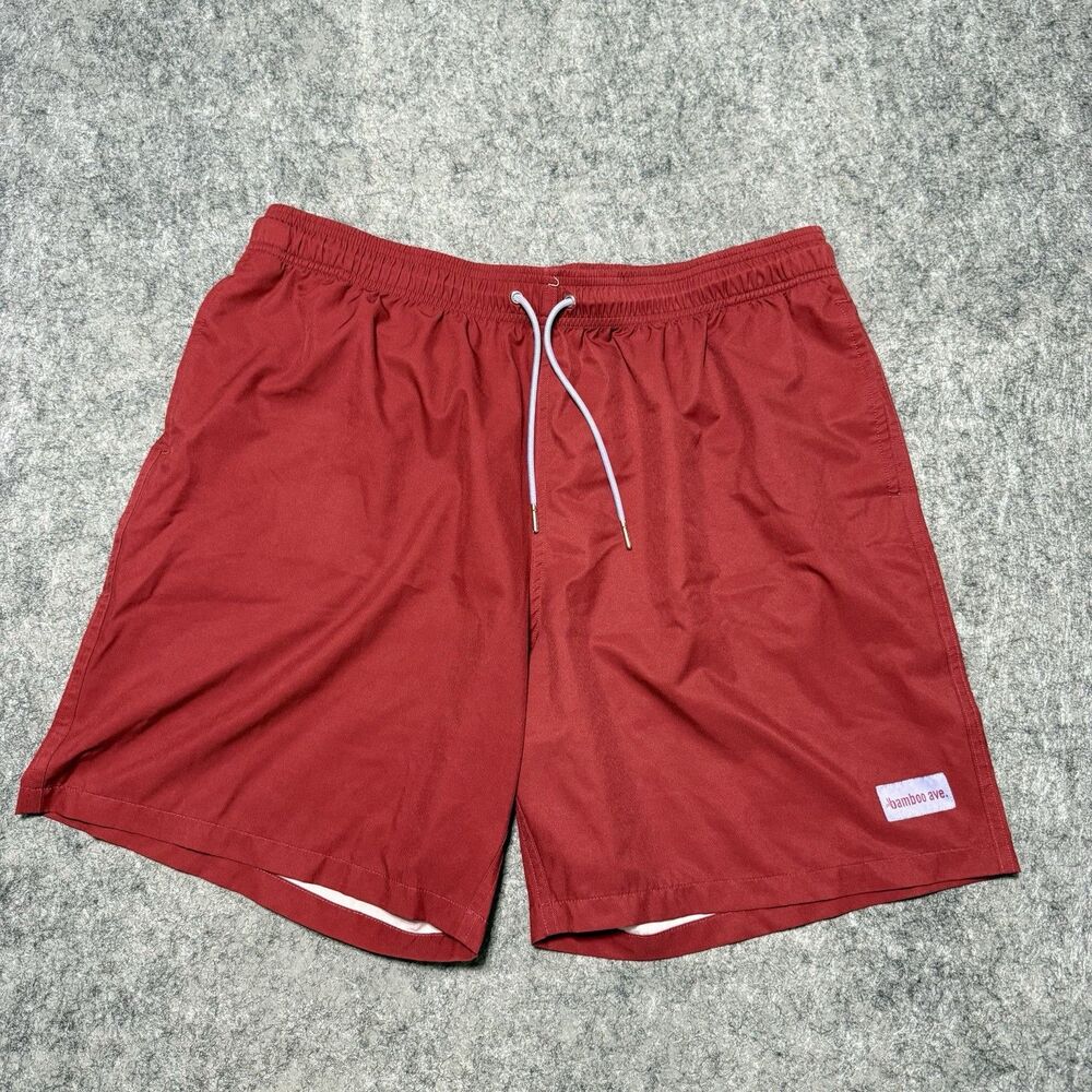 Bamboo Ave Boundless Men's Hybrid Shorts 2XL Cayenne Red White Patch Logo
